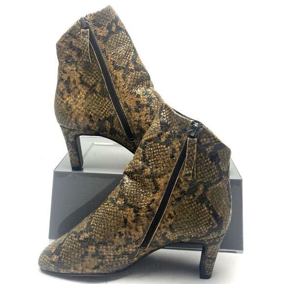 Free People Shoes - Free People Snakeskin Print Ankle Boots Zip Heels Size 36 US 6 Mobwife